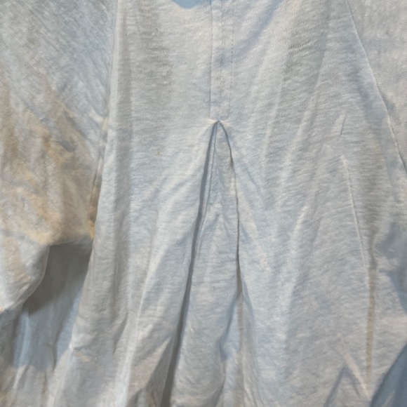 Free People White Short Sleeve V-Neck Linen Flowy Shirt Size XS C001 - Picture 4 of 12